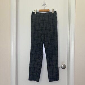 Uniqlo Plaid Elastic Waist Work Pants, XS, Dark Gray